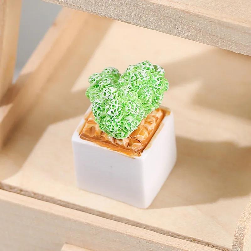Kawaii Mini Cactus Figurines Artificial Resin Cactus Desk Decorations DIY Micro-landscape Decorations