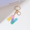 Resin Rainbow Color English Letter Fringed Keychain, Creative High-End Crystal Drop Glue Pendant Jewelry Pendant