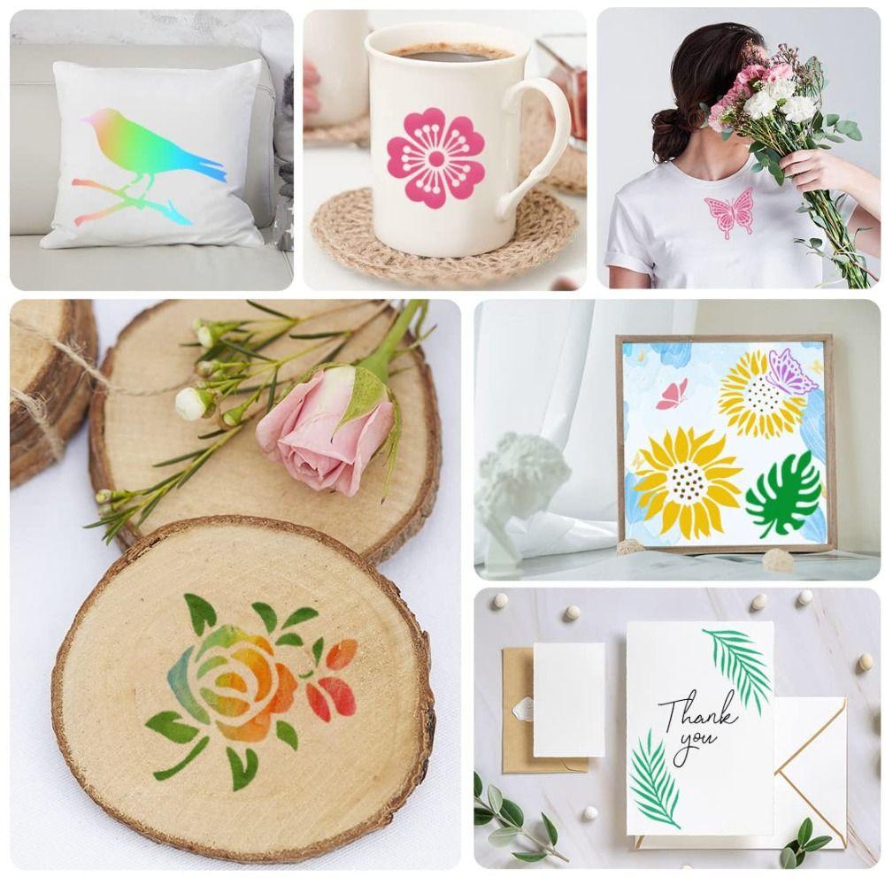 50pcs/set Floral Series DIY Painting Stencil Set Hollow Reusable Painting Templates PET Washable Spray Painting Stencils