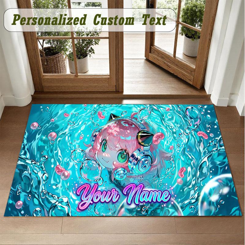 Crystal Velvet Square Rug Custom NameSpy × Family Pattern Non Slip Home Floor Decor Rug