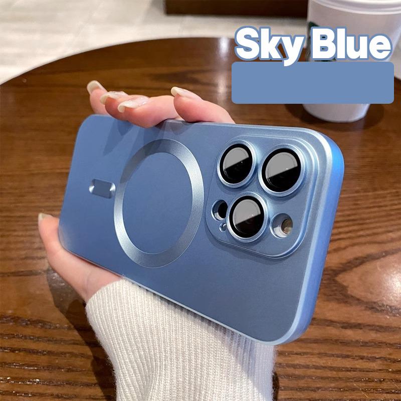 Роскошный беспроводной магнитный матовый чехол для телефона Magsafe Case IPhone 15 14 13 12 11 Pro Max Plus XS X 8K Стеклянная полная защита объектива камеры