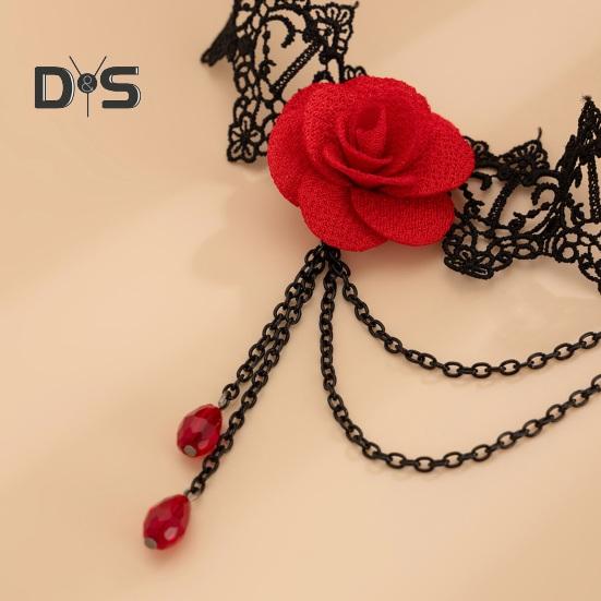 Women Leg Chain 3D Rose Decor with Elastic Band Tassel Chain Faux Crystal Pendant Leg Jewelry Wedding Night Club Party Thigh Garter