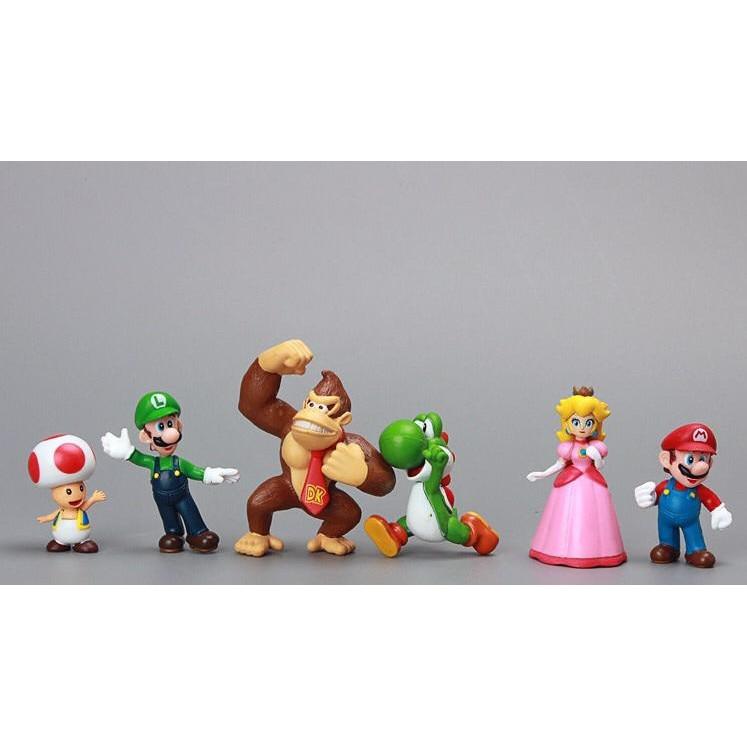 Super Mario 18-Piece Figurine Set 3-6cm Multicolor Collection (Mario, Luigi, Princess Peach, Yoshi, Toad)