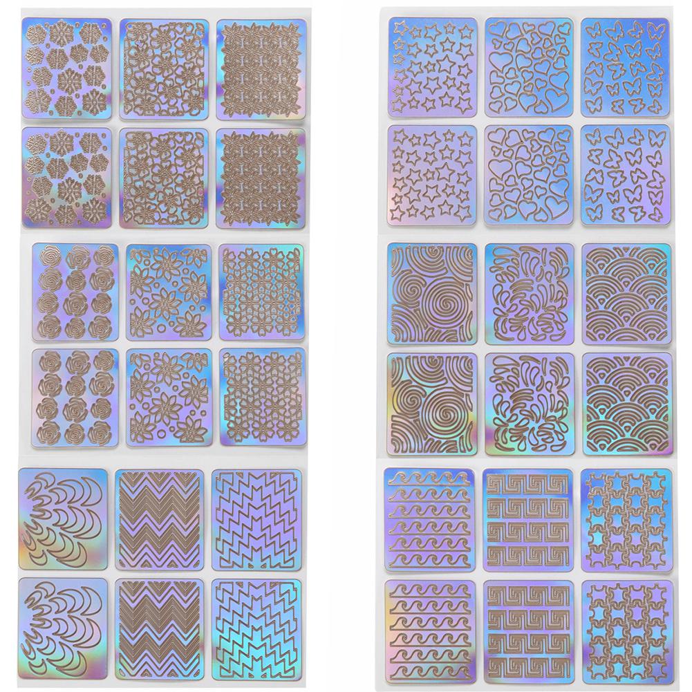 Beautyful Lady 12 листов полые штампы в полоску с волнистым принтом шаблоны для дизайна ногтей маникюрный инструмент