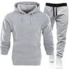 Autumn Winter Tracksuit Men Solid Hooded 2 Piece Sets Mens Outfits Suit Men Fleece Sport Hoodie Sweatpants Two Piece Sets