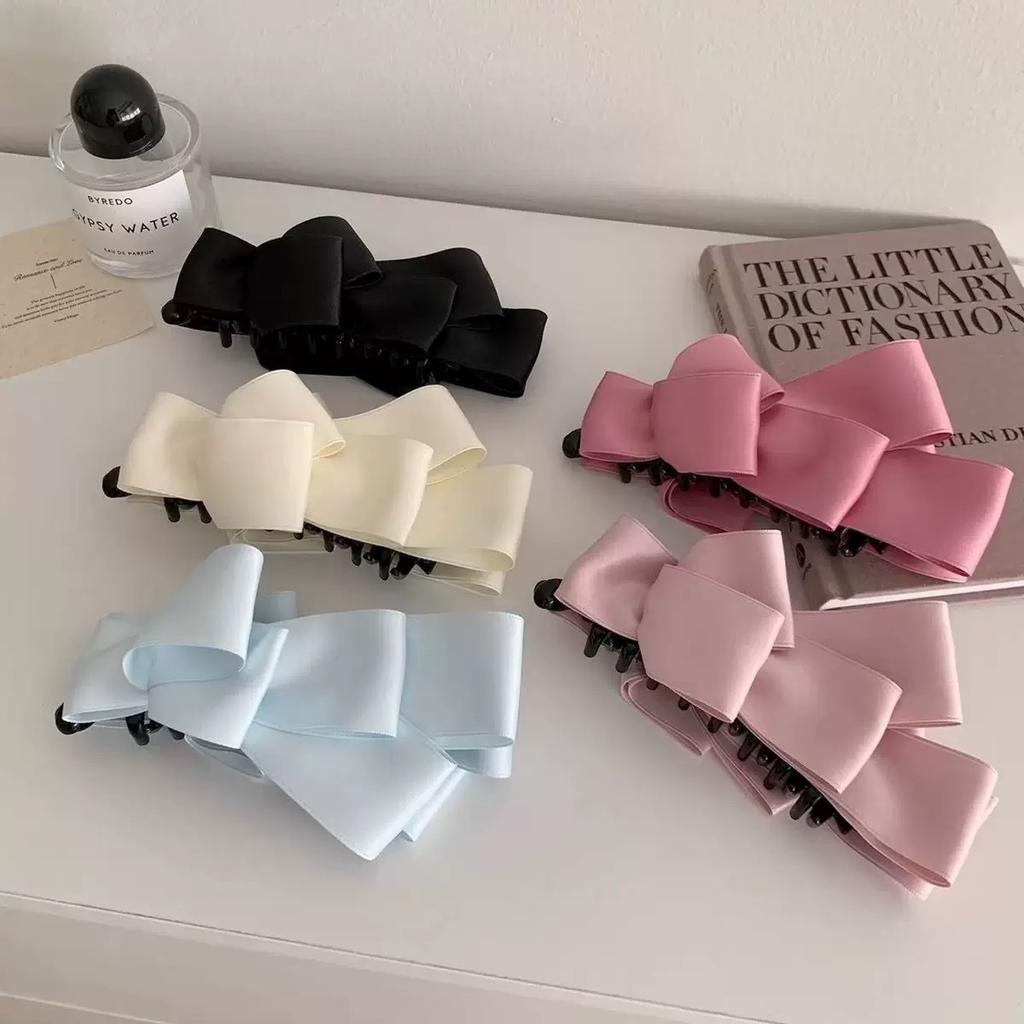 Korean Satin Bow Hairpin Sweet Girl Back Head Banana Clip High Ponytail Party Women's High-grade Headwear