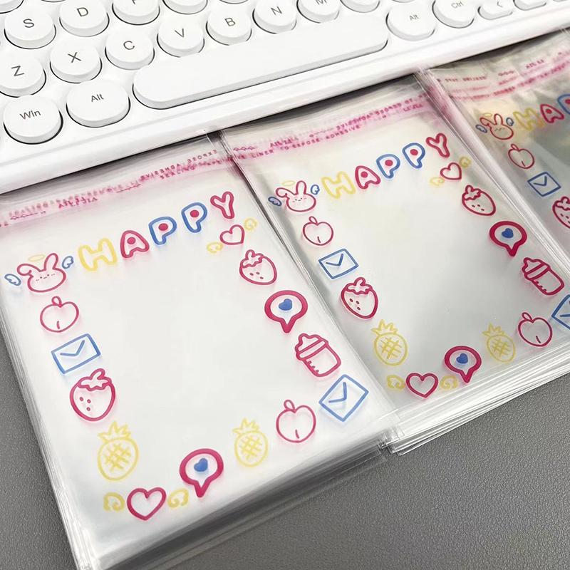20/50/100Pcs Kawaii Transparent Sleeves Cute Photocard Sleeves Idol Photo Protective Storage Bag Graffiti Self-Adhesive Bag