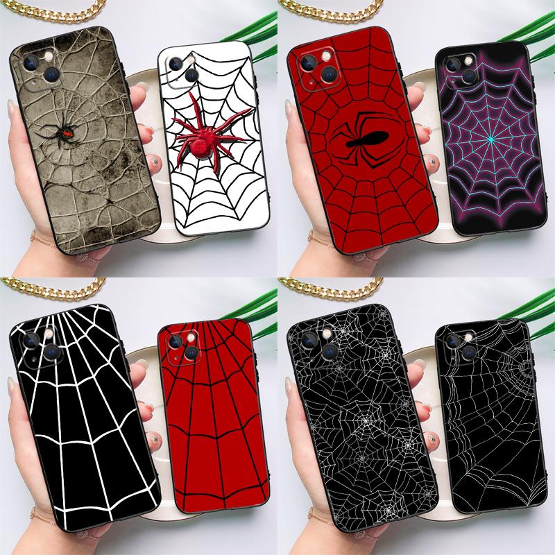 Spider Web Phone Case For iPhone 17 16 15 13 12 11 14 Pro Max Plus 12 13 Mini 16e 17 Air Cover Coque