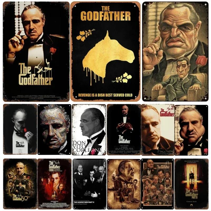 Retro Vintage Metal Tin Poster The Godfather Sign Plaque for Bar Club Home Wall Decor Classic Movie Wall Plate Pendant