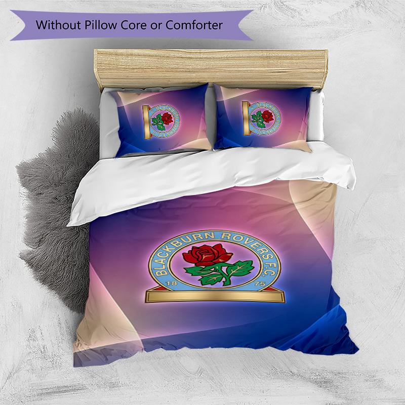 Blackburn Rovers Football Printed 3 Pieces Bedding Set, Comfortable Skin Friendly Bedroom Duvet Cover Set