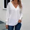 Весенне-осенняя женская модная рубашка-пуловер с V-образным вырезом и длинными рукавами