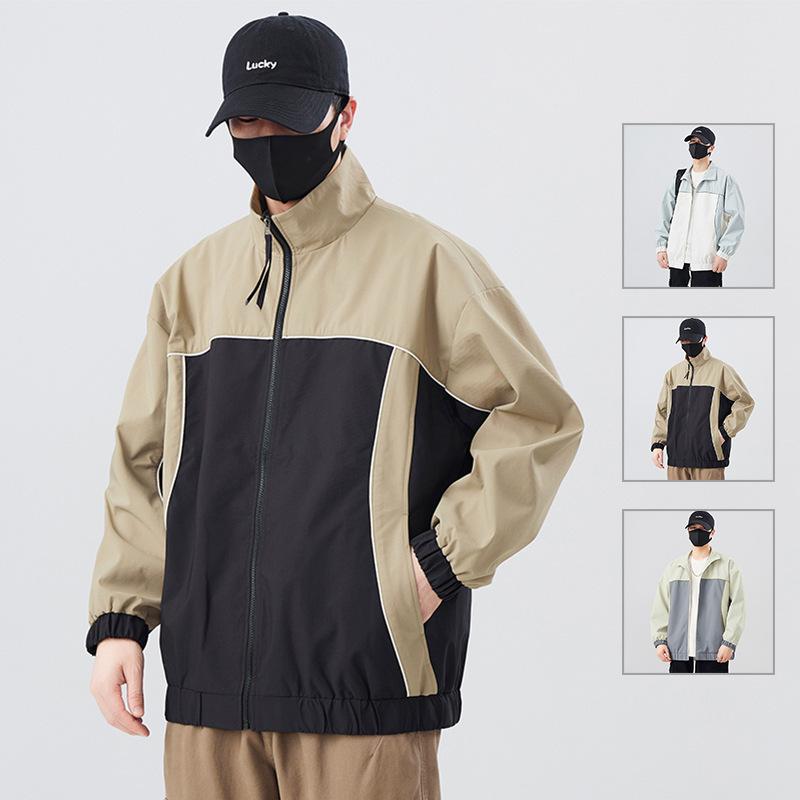 Autumn Jacket Men's Stand-up Collar Color Matching Coat Fashionable Versatile Men's Jacket Coat Men