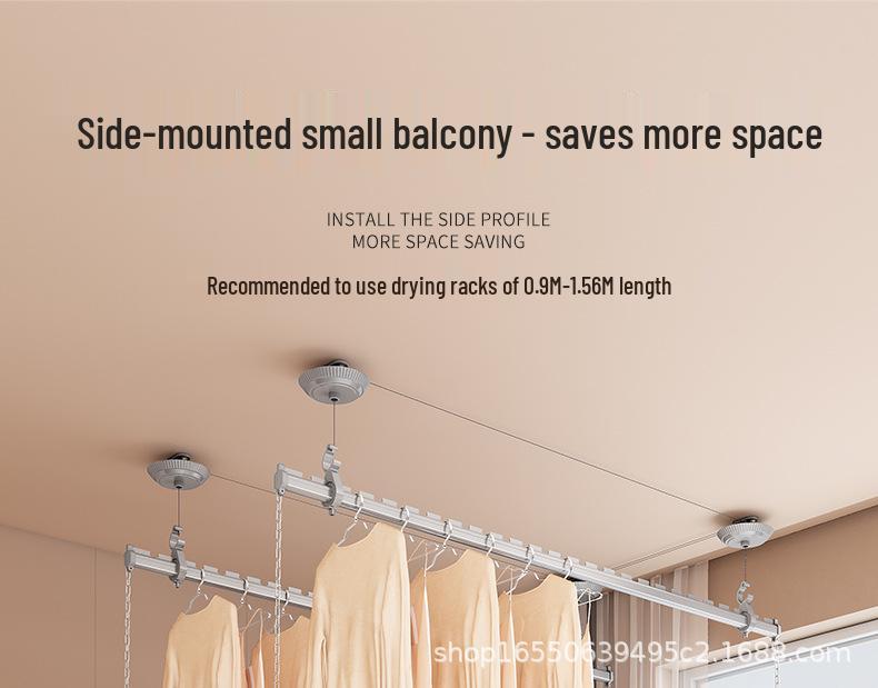 Manual Hand-Crank Double Rod Clothes Drying Rack for Balcony