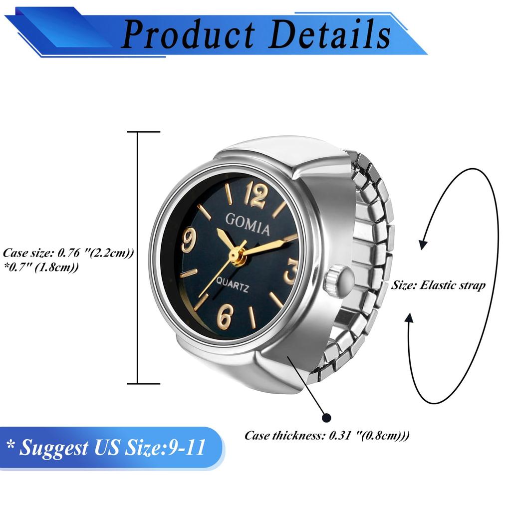 Ring Watch Stainless Steel Free Size Color Changing Ring Watch Analog Waterproof Quartz Watch Fashion Accessory Birthday Christmas Day Present