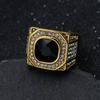 Hip Hop Bling Iced Out Stainless Steel Square Rings for Men Gold Luxury Plated with Diamond Rapper Jewelry