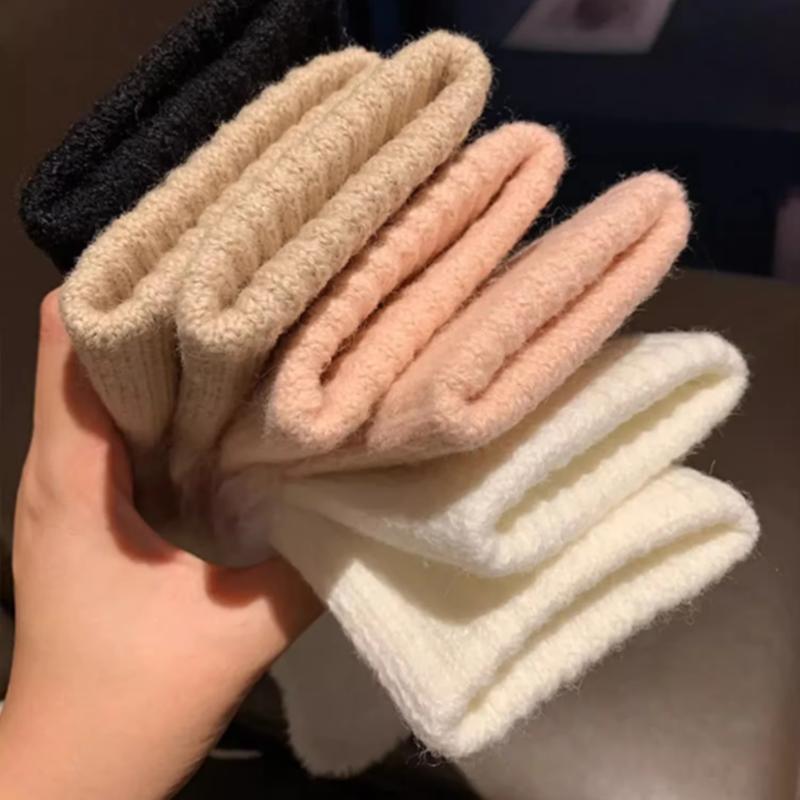 Мягкие зимние перчатки с половиной пальцев женские теплые роскошные однотонные белые плюшевые вязаные перчатки без пальцев варежки для письма