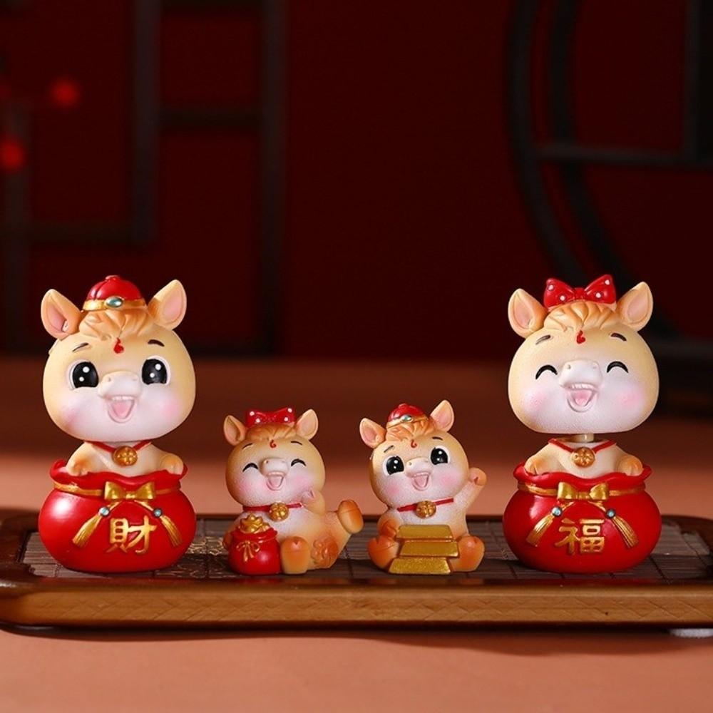 Resin Shaking Horse Ornament Cute Horse Year Mascot Festival Ornament  Office Table