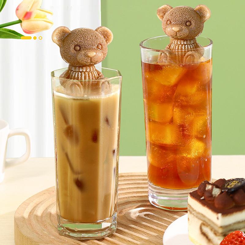 Милый медвежонок, силиконовый лоток для кубиков льда, 3d плюшевый мишка, форма для изготовления кубиков льда, брызгозащищенная форма для льда, виски, вино, напиток, лоток для кубиков льда