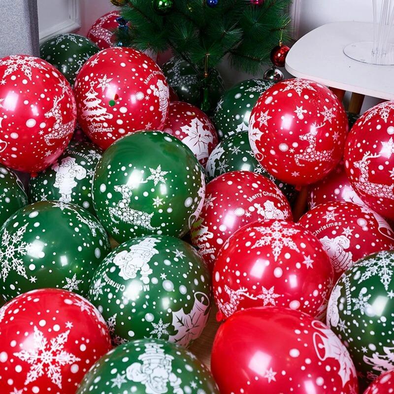 100pcs Christmas Latex Balloon 10inch Golden Green Red Confetti Balloons For Christmas New Year Party Decoration