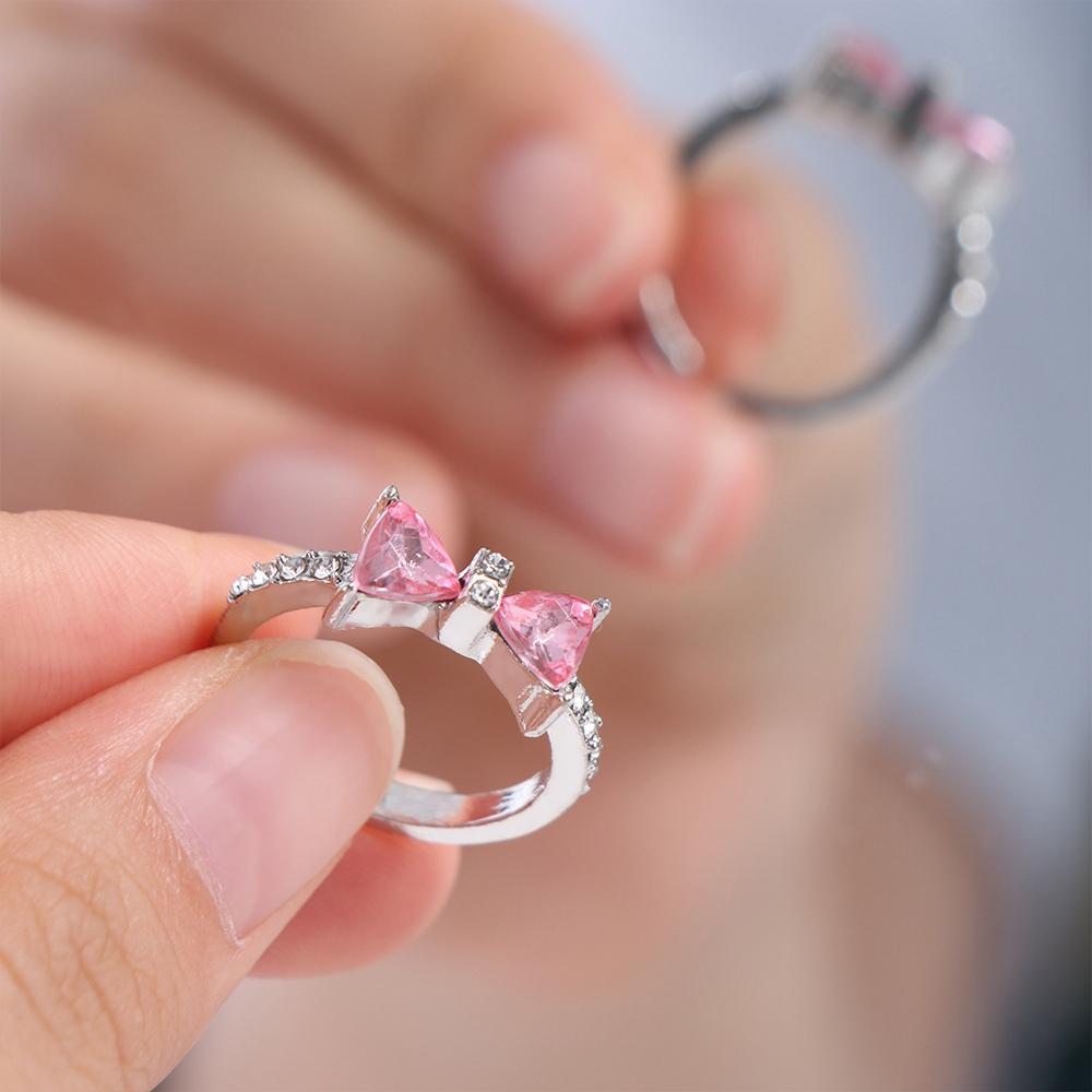 Pink Bow-tie Ring Adjustable Bowknot Opening Ring Beauty Bowknot Finger Ring  Girls