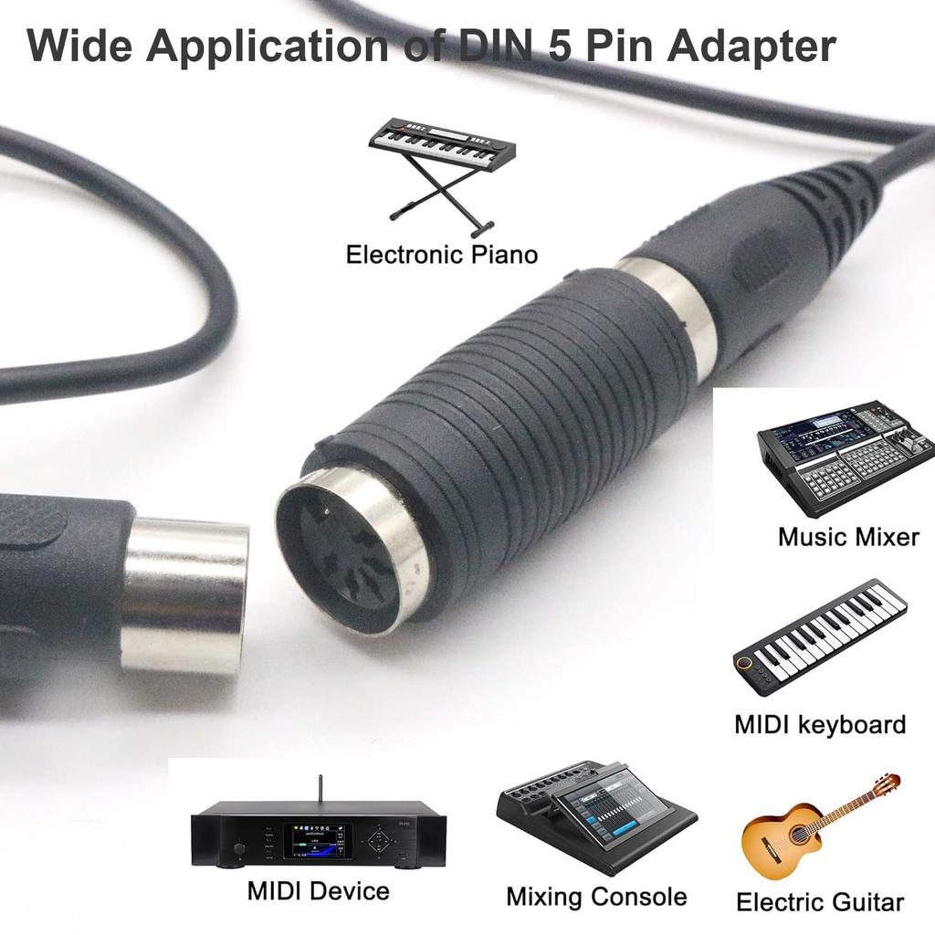 2pcs 5 Pin DIN MIDI Female to Female Audio Type Recorder Amplifier Extension Adapter Gender Changer for Live Performance Studio
