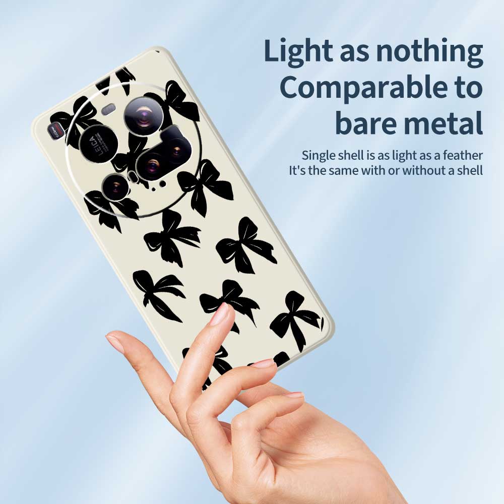 For Xiaomi 15 Ultra Case Black Bow Pattern Printing Straight Edge TPU Phone Back Cover