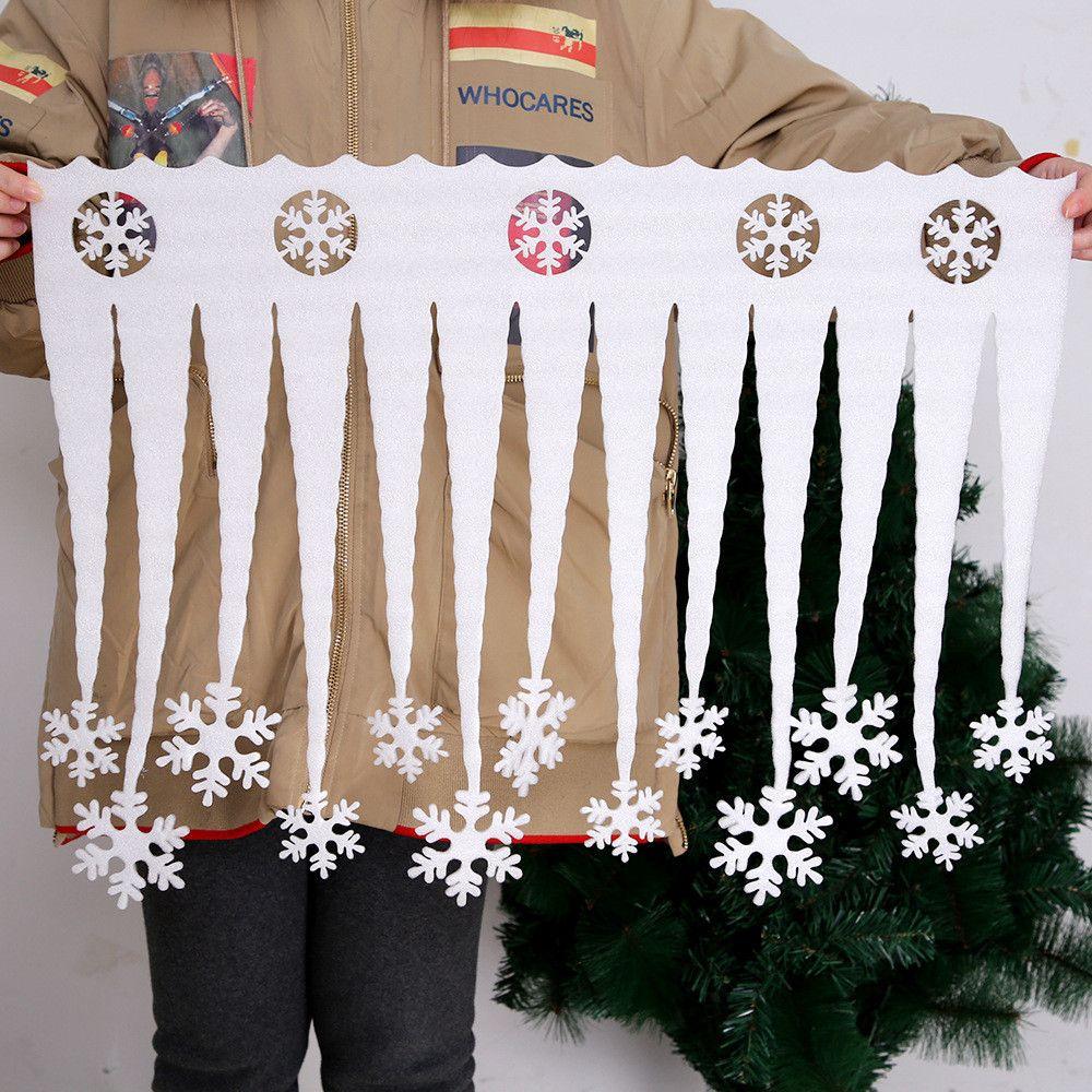 Ice Bar Artifical White Snowflake Simulated Snowflake Christmas Icicles Snowflake Ice Strip
