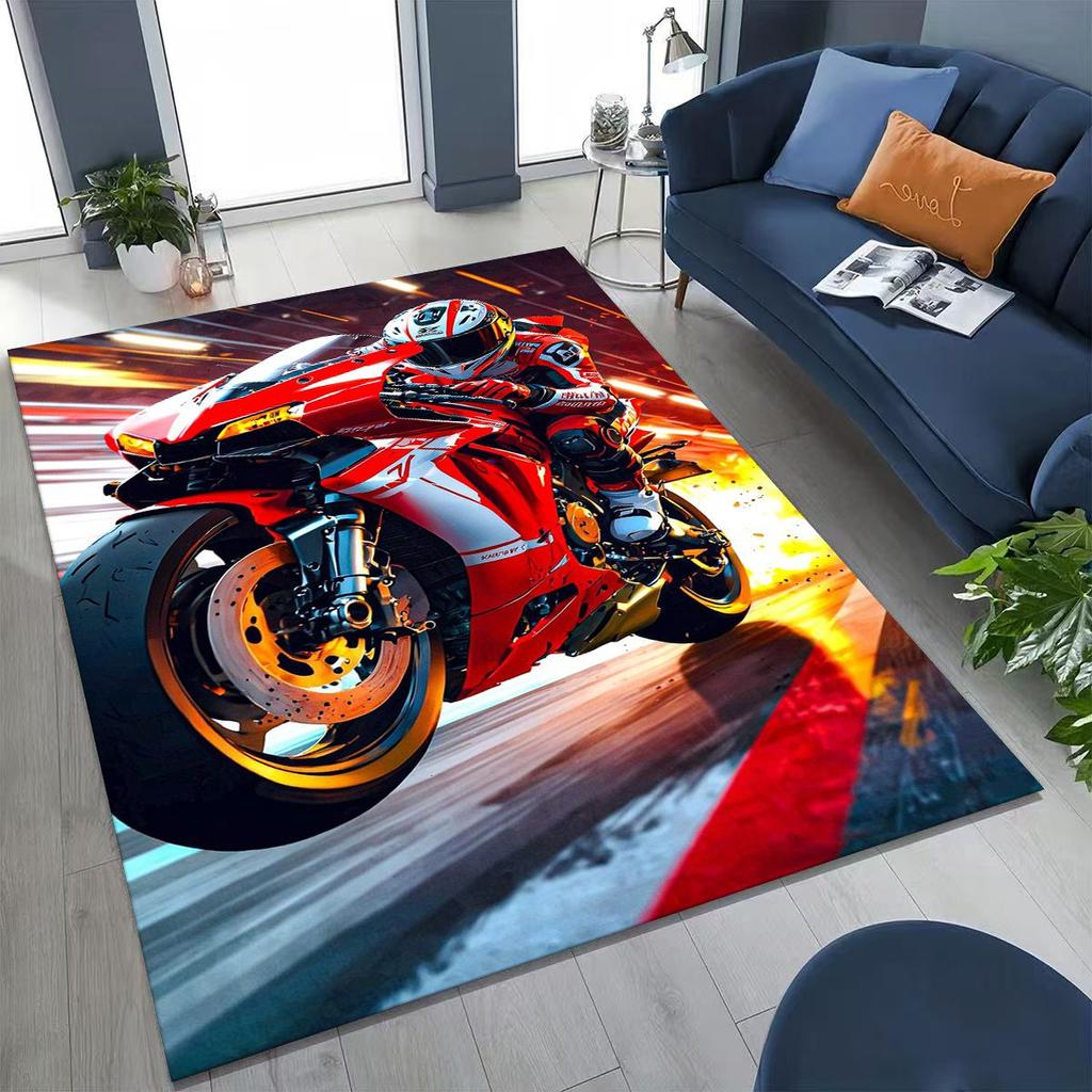 Персонализированный коврик с рисунком мотоциклиста для спальни, гостиной, дивана, дома, придверный коврик, декор, большой детский нескользящий коврик для пола
