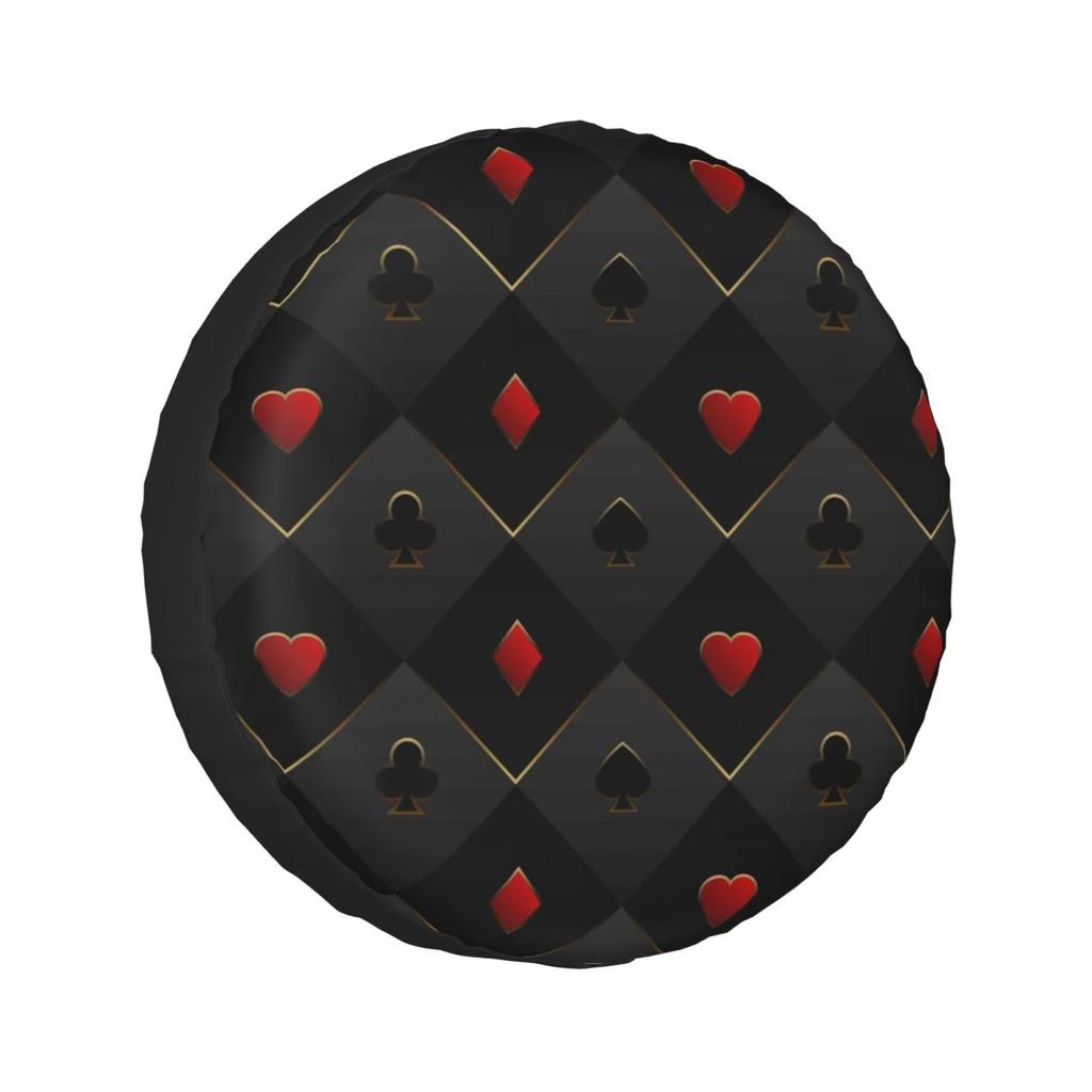 Poker Card Suits Black Tire Cover Universal Fit Waterproof SUV RV Wheel Protector