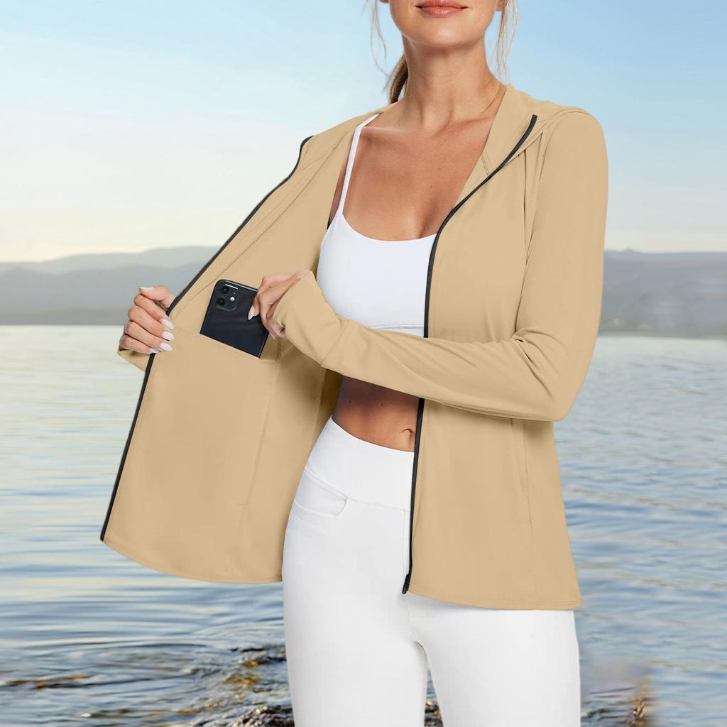 Женская рубашка от солнца Ice Silk Hoodie с длинным рукавом Outdoor Hiking Summer Coat