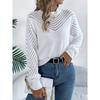 Elegant Round Neck Hollow Out Long Sleeve Pullover Sweater Women 2025 Fashion Sweet Autumn and Winter Casual Knitted Tops Solid Color Office Clothing