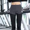 Женские спортивные штаны для бега в тренажерном зале, йоги, дышащие поддельные спортивные штаны из двух частей, женские спортивные штаны