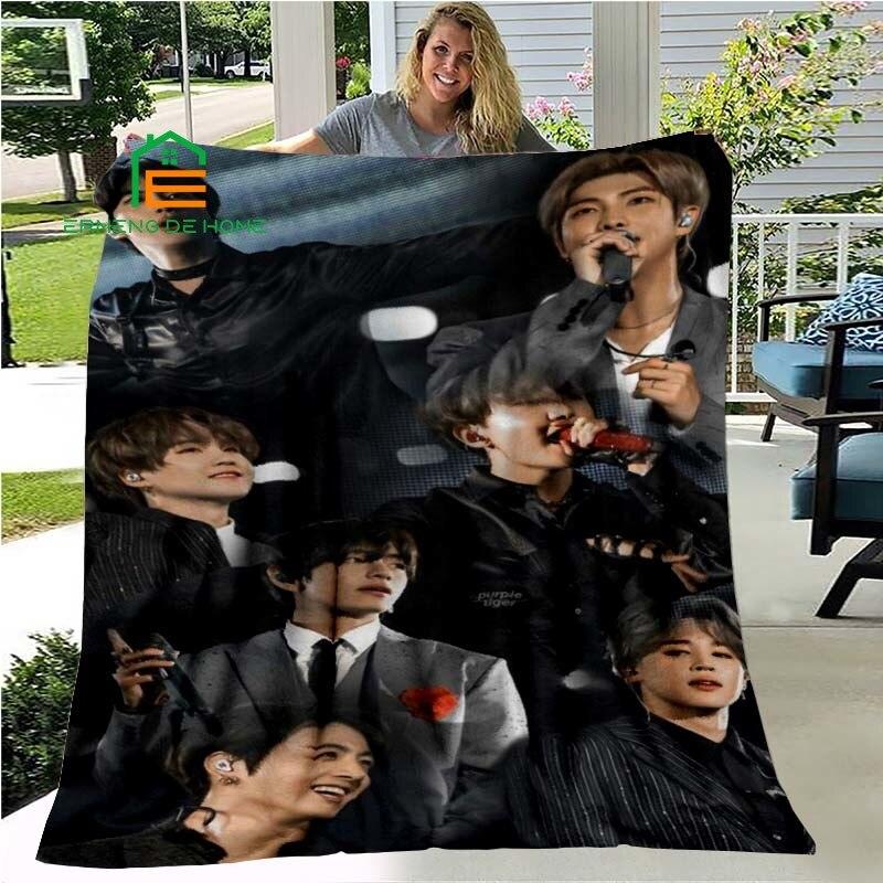 K-pop Bangtan Звезда Фланелевый Плед Теплое Одеяло для Дома, Пикника, Путешествий, Самолета, Офиса и Для Взрослых, Детей 5 Размеров