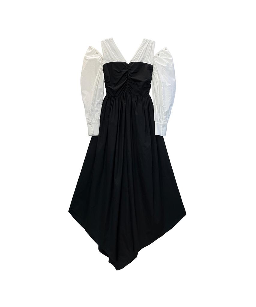 Meuameu Off Sleeve Origami V-Neck Dress