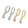 Elegant Zircon Teardrop Dangle Earrings Portable for Women Gold Silver Plated Sturdy Copper Jewelry Accessory Daily Use