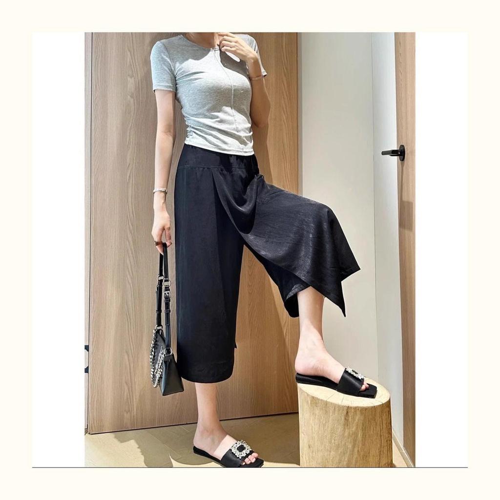Летние женские брюки-юбки с высокой талией и широкими штанинами - повседневные, универсальные, облегающие