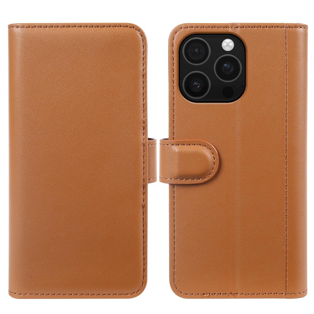 For iPhone 16 Pro Phone Cases Genuine Split Leather Wallet Mobile Cover Stand