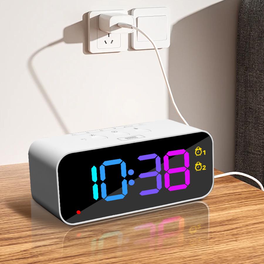 1 шт. новые цифровые записывающие часы с большим цветным экраном RGB, могут записывать три вида звукового будильника, режим сна, режим голосового управления, т