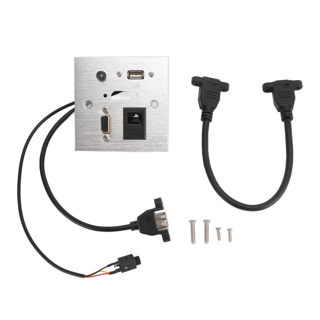 Multimedia Socket Aluminum Alloy USB HD VGA 3.5MM Sound RJ45 Network Wall Socket for Home Hotel