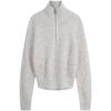 Wool Blend Embroidered Half Zip Knit Sweater Women Sweater Pearl-Gray J224565