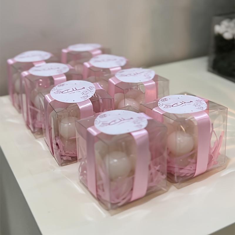 50 шт., прозрачная подарочная коробка, упаковка для свечей, подарочная коробка 5*5*5 см, ПВХ, свадебная коробка конфет, товары для свадебной вечеринки, подарочная упаковка
