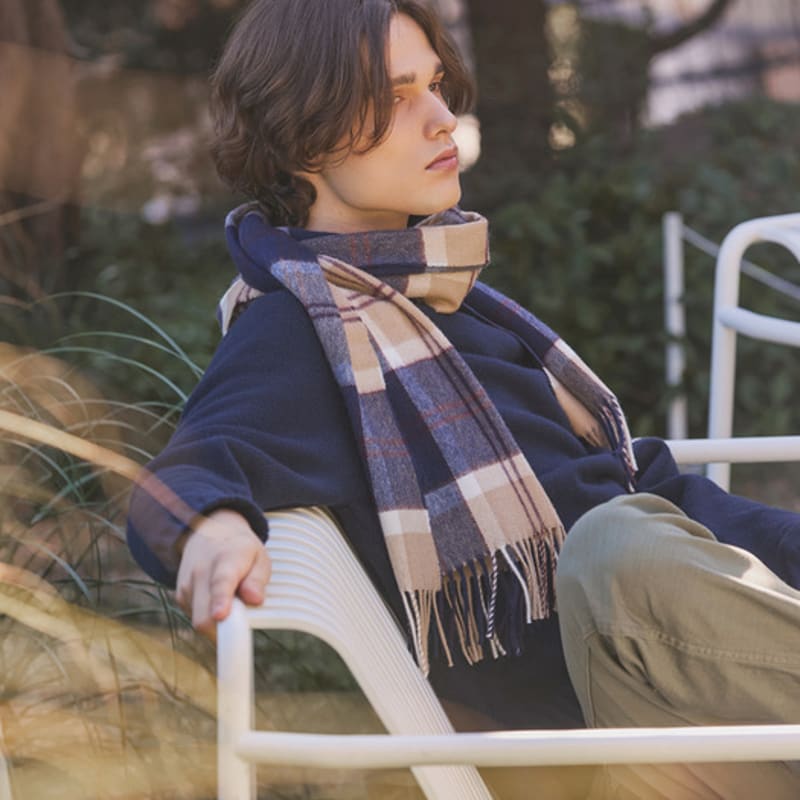 ABRAHAM MOON Шаль-шарф из мериносовой шерсти 50 см - Полузеленый темно-синий