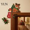 Wooden Holiday Door Frame Sign Christmas Topper Stickers, Seasonal Decoration, L-shaped Corner Tree Decor for Home Decor, Festive Wall Art Ornament