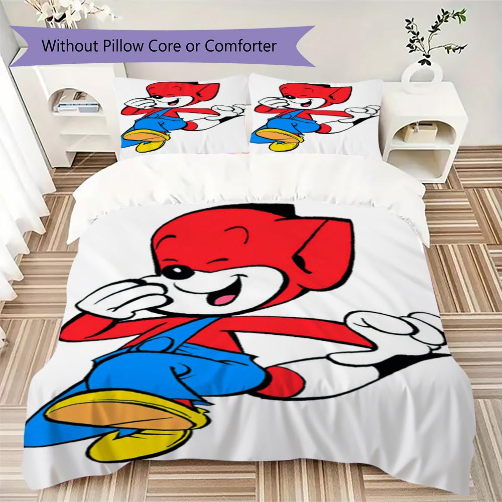 Fix und Foxi Pattern Bedding,Quilt Set Quilt Cover Pillowcase Home Birthday Gift(1 * duvet cover + 2 * pillowcase, without core)_lx