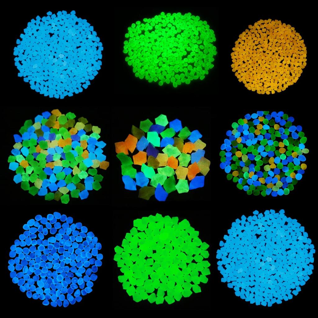 300Pcs Glow Rocks In The Dark Pebbles Luminous Stones DIY Decorative Gravel for Fish Tank Aquarium Yard Natural Crystals