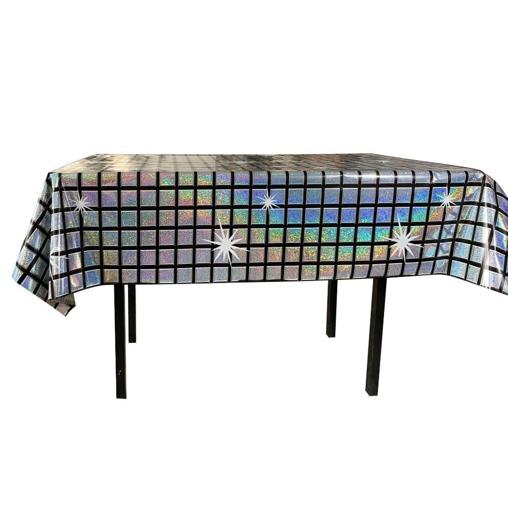 Disposable Table Cover Vintage Table Runner Disco Iridescent Shiny Laser Tablecloth Bar Disco