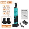 4000mAh 3/8" Electric Wrench Cordless Ratchet Rechargeable Scaffolding 90 N.m Right Angle Wrench Tool + 1/2 Battery Charger Socket Kit