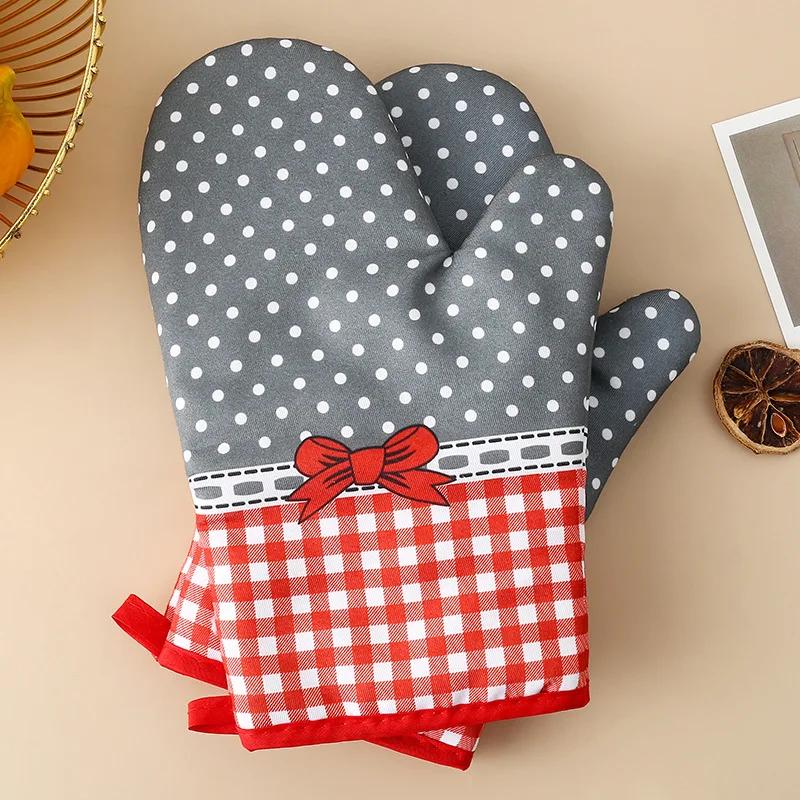 Cotton Print Anti-High Temperature Gloves Microwave Anti-Scald Baking Gloves Kitchen Oven Heat Insulation Gloves