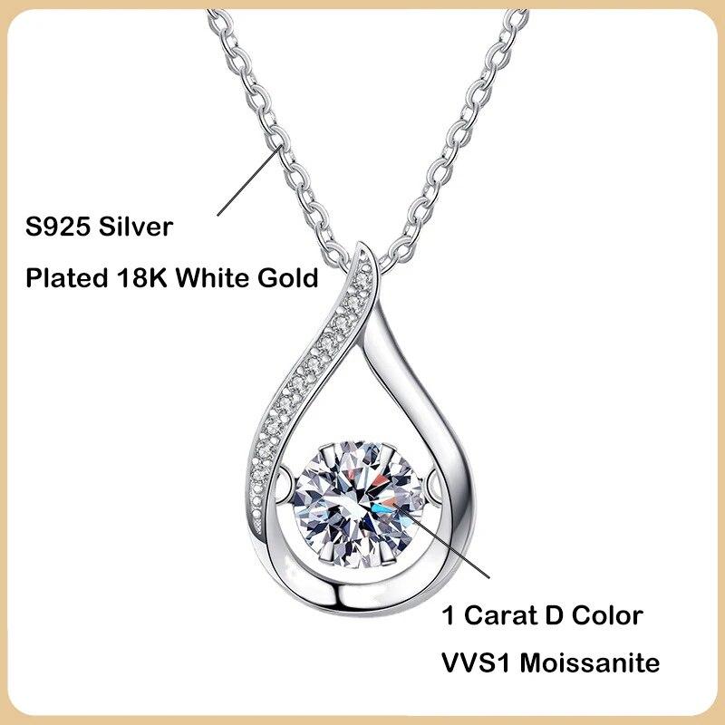 D цвет 100% 1 карат муассанит ожерелье для женщин вечерние стерлингового серебра 925 пробы с бриллиантами на шею цепочка ожерелья изящные ювелирные изделия подарок