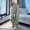Women's High-Waisted Wide-Leg Cargo Pants with Convertible Pockets - Autumn Slimming Casual Wear